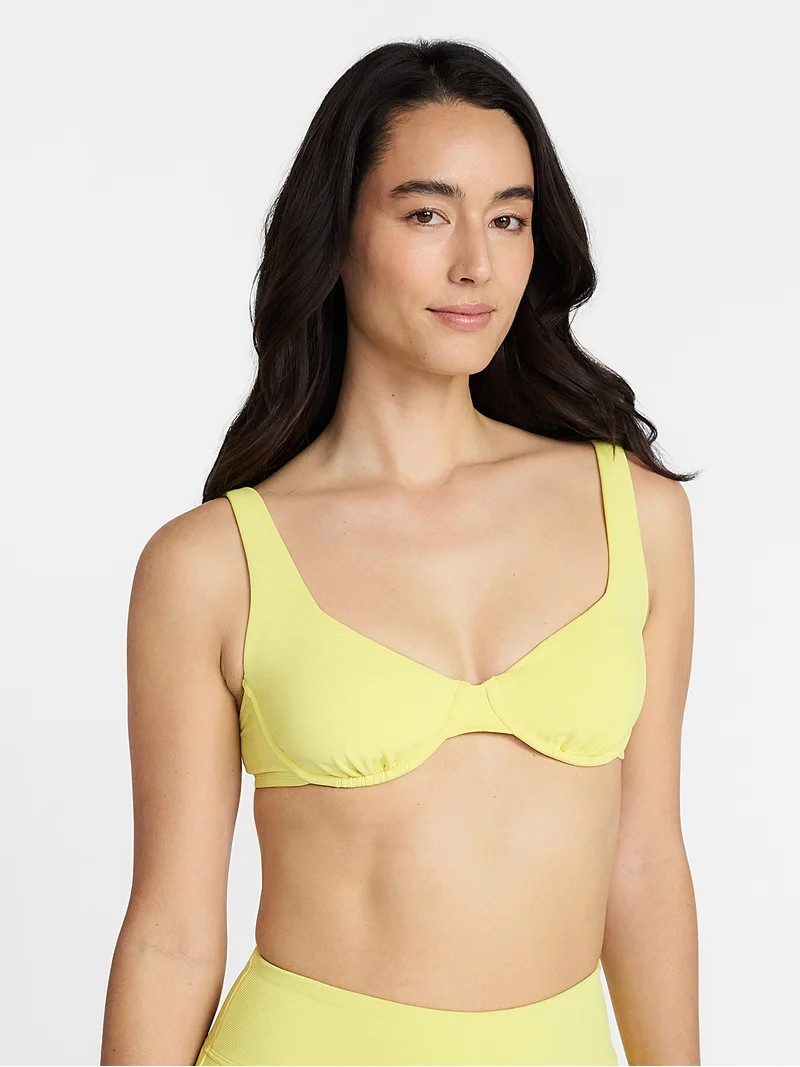 Time and Tru Women's Ribbed Underwire Bikini Top, Sizes XS-3X | Walmart (US)
