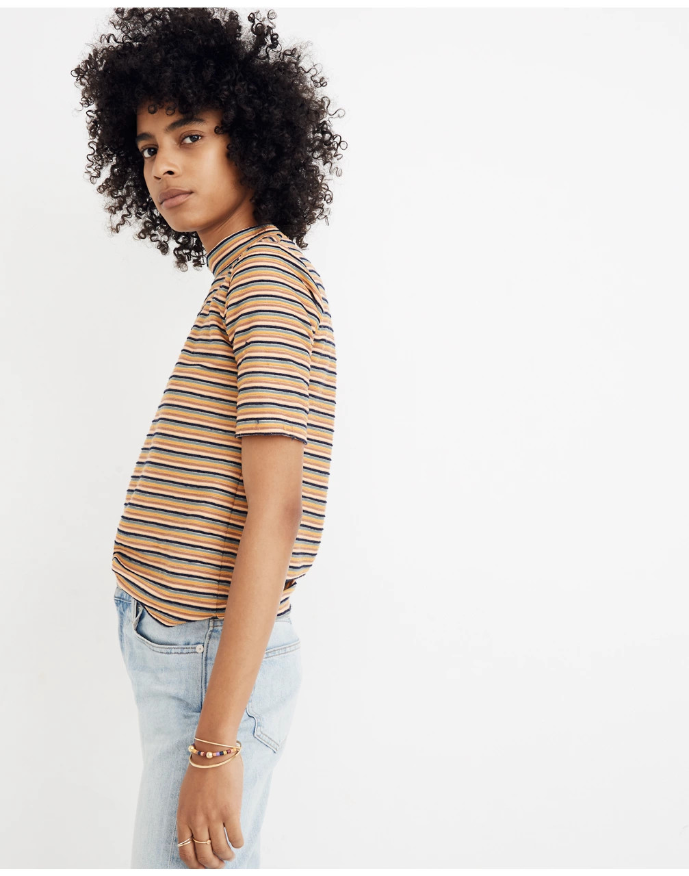 Texture & Thread Mockneck Tee in Stripe | Madewell