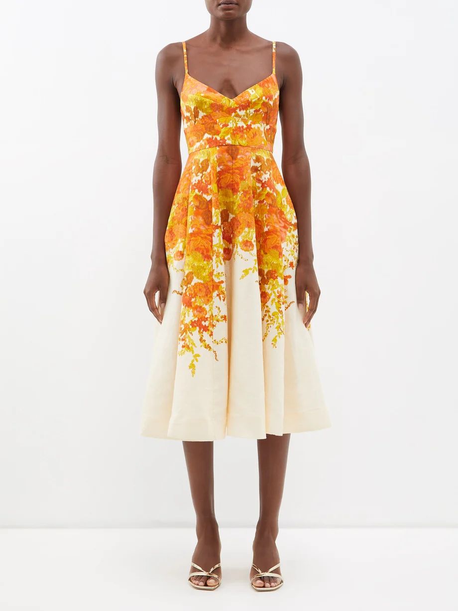 High Tide floral-print linen midi dress | Zimmermann | Matches (UK)