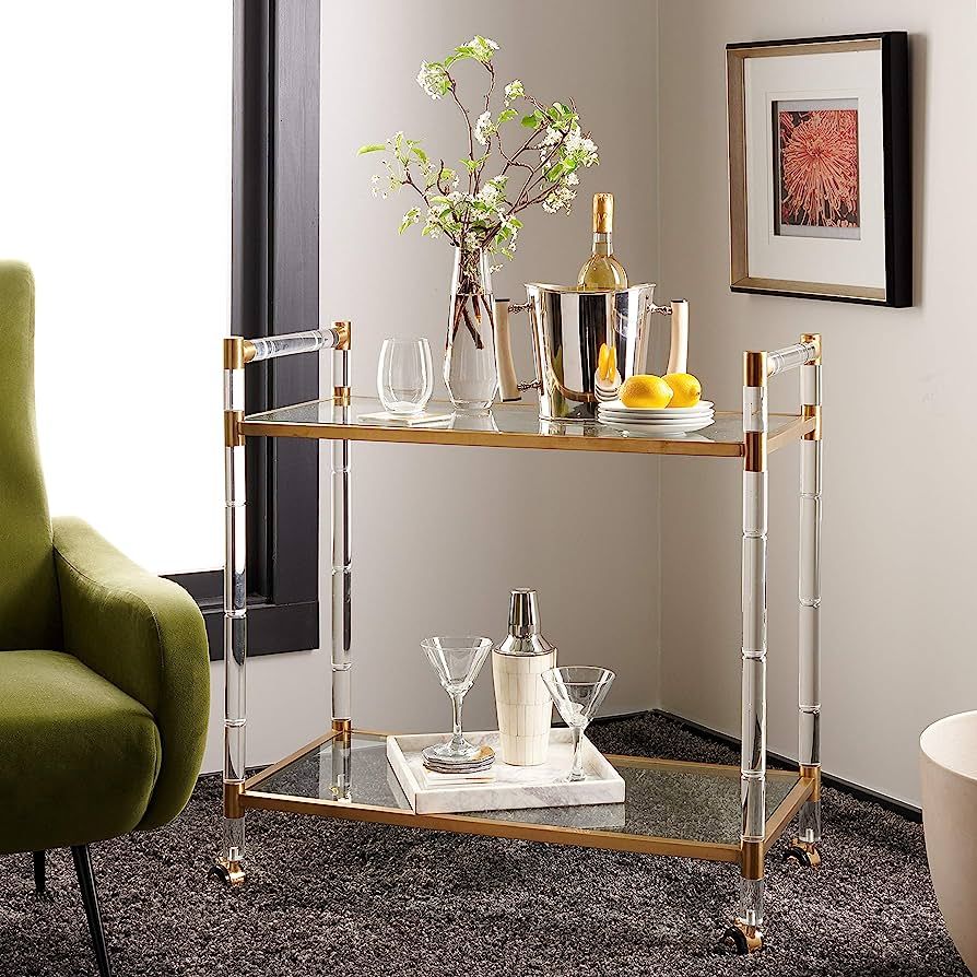 Safavieh Couture Collection Duval Bronze Acrylic Bar Trolley | Amazon (US)