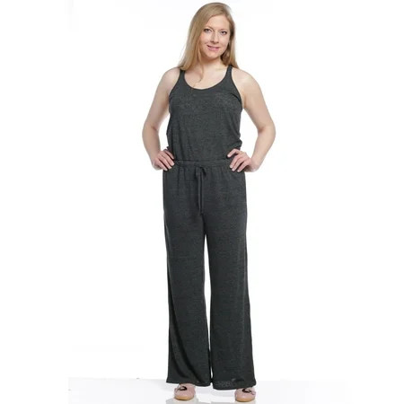 Joe's Women's Soak Up The Sun Racerback Jumpsuit, Heather Black, Large | Walmart (US)