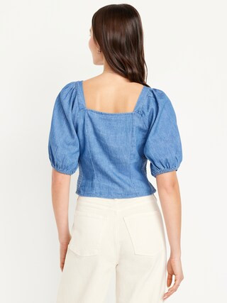 Button-Down Puff-Sleeve Top | Old Navy (US)