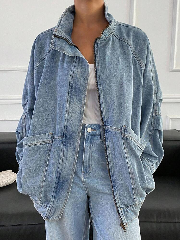 Autumn/Winter New Loose Casual Distressed Washed Women Denim Jacket And Coat Outerwear | SHEIN