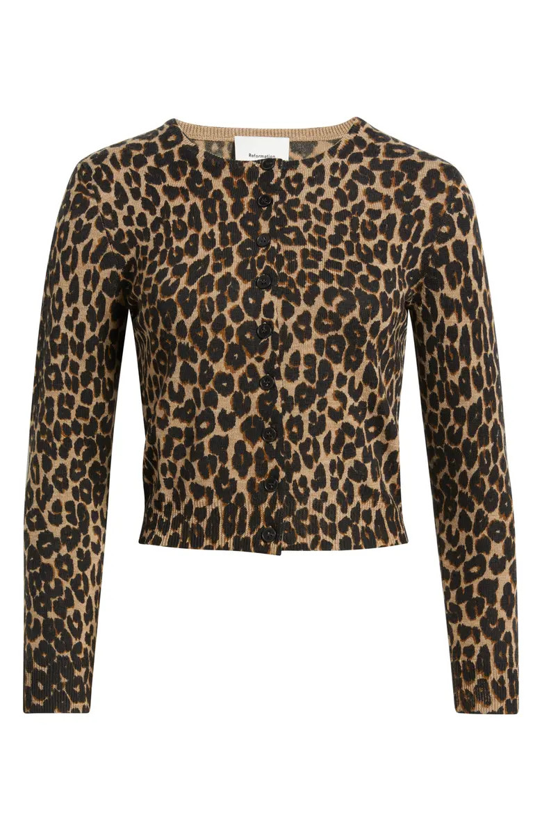 Bernadette Leopard Print Merino Wool Cardigan | Nordstrom