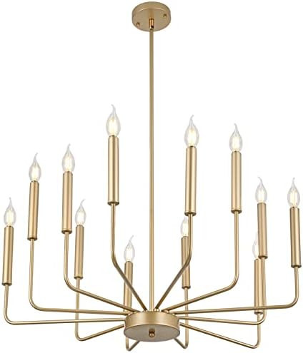 WOKNOS Modern Gold Farmhouse Chandeliers, 12-Light Industrial Metal Chandelier Lighting, Classic ... | Amazon (US)