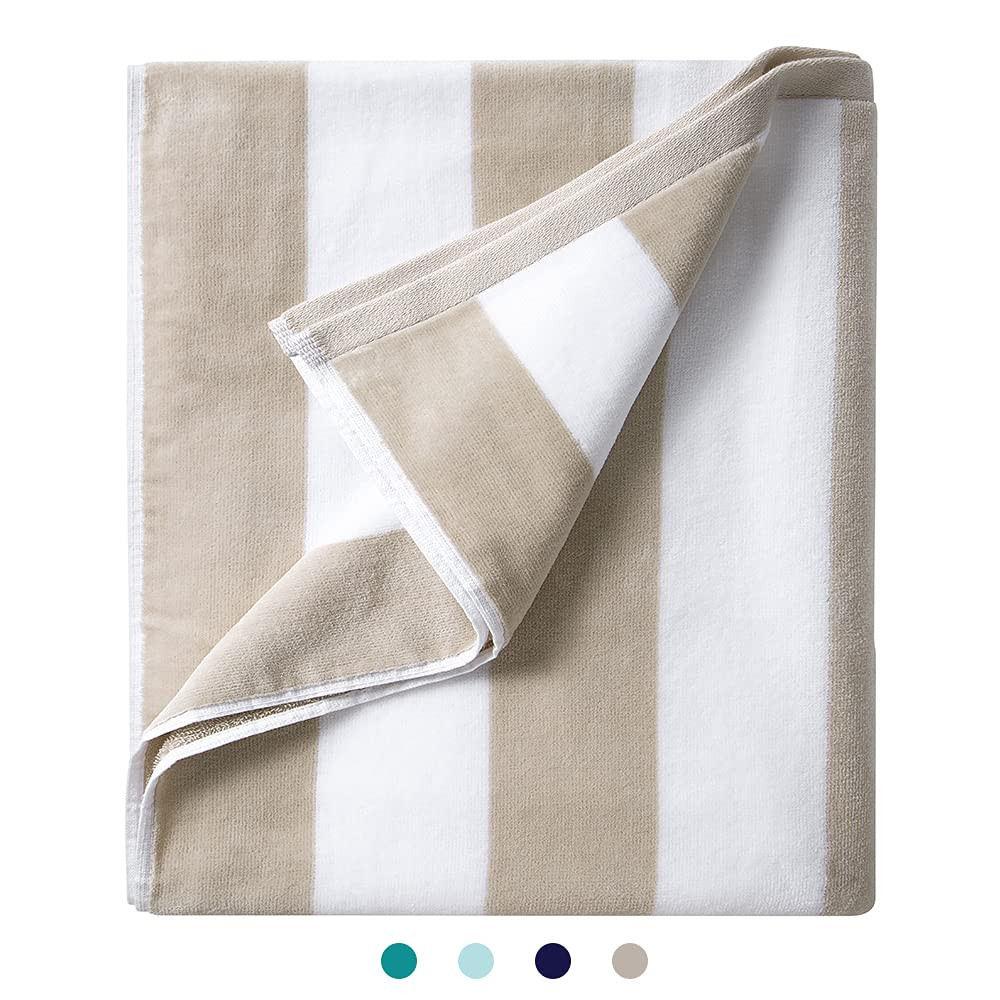 LULUHOME Plush Oversized Beach Towel - Fluffy Cotton Thick 36 x 70 Inch Chiffon Striped Pool Towels, | Amazon (US)