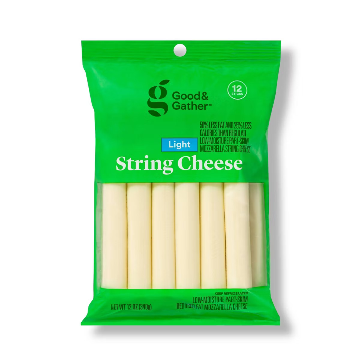 Light Low-Moisture Part-Skim Mozzarella String Cheese - 12oz/12ct - Good & Gather™ | Target