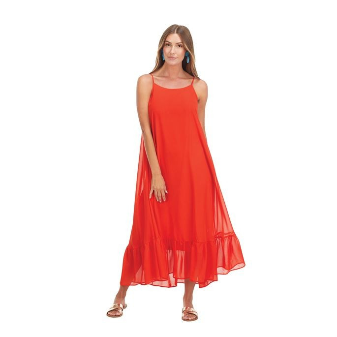 Adora Flounce Maxi Dress in Red | Mud Pie (US)