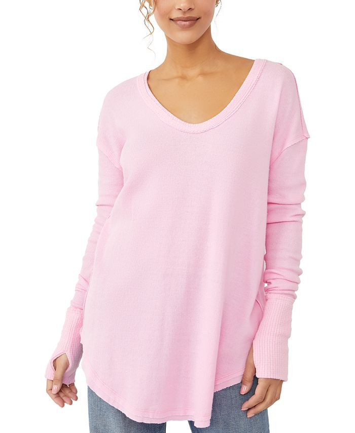 Colby Seamed-Back Thumbhole Frayed Top | Macys (US)