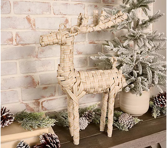 22" Rattan Standing Deer by Lauren McBride - QVC.com | QVC