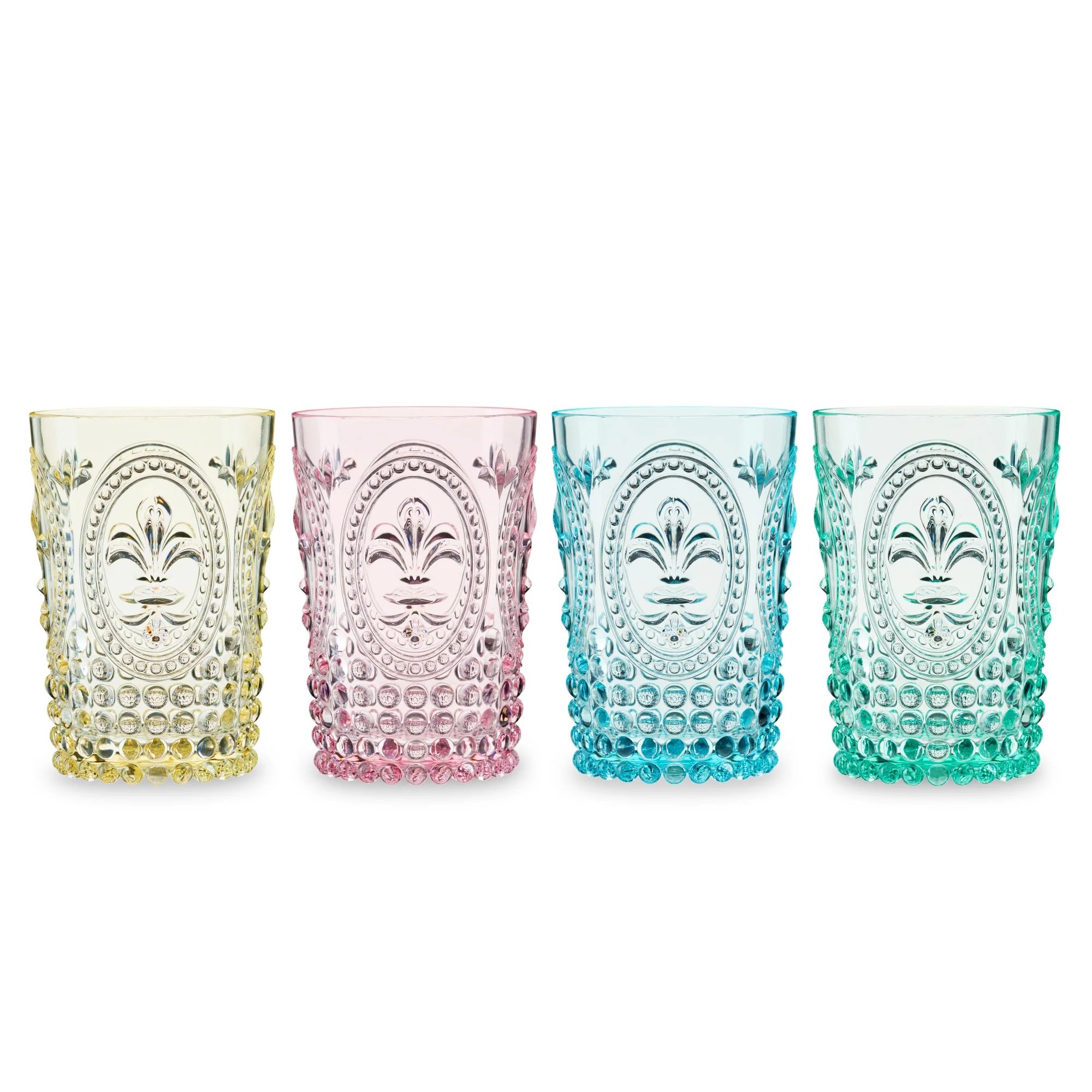 Twine Embossed Acrylic Tumblers - Colorful Drinking Glasses - Multicolor 16oz Tumbler Set of 4 | Walmart (US)