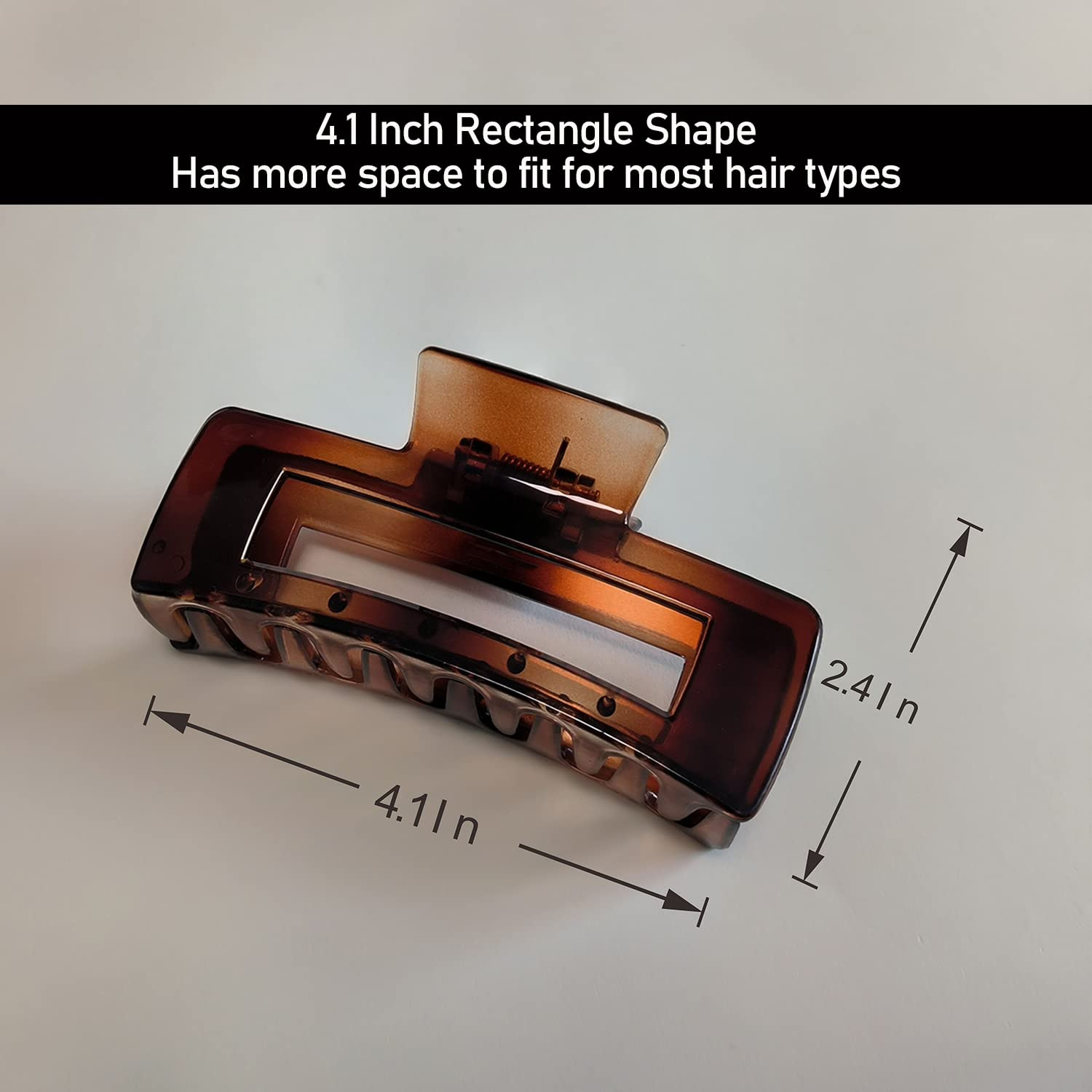 Nalodu Hair Claw Clips 4 Inch Large Tough Rectangle PC Clip Unbreakable Glossy Square Hair Claws ... | Amazon (US)