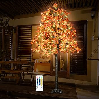 6FT 130 LED Lighted Maple Tree - Thanksgiving Decor Artificial Fall Tree with 13 Branches, 13 Aco... | Amazon (US)