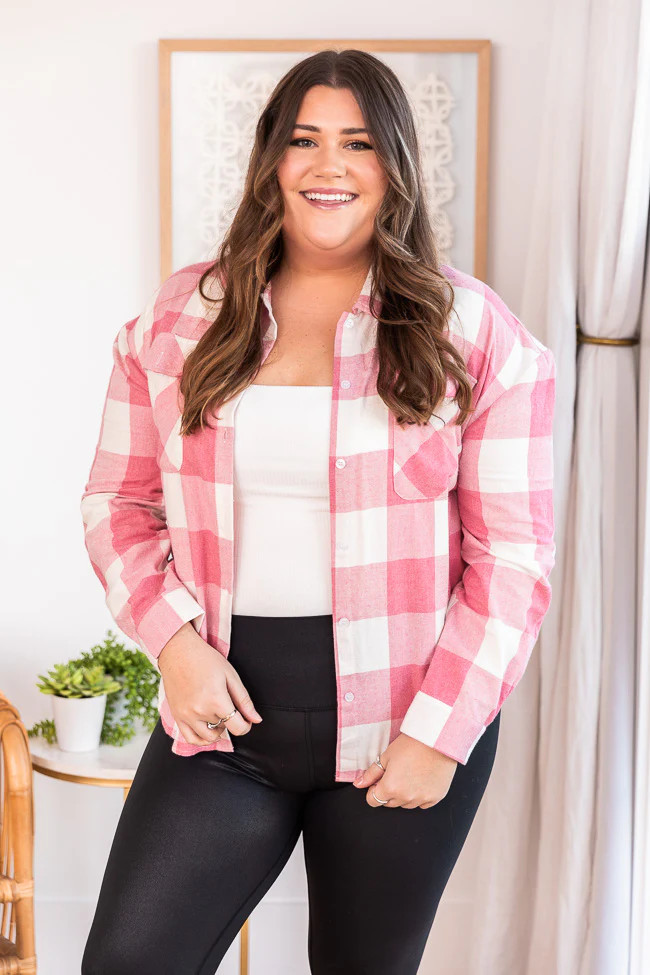 Early Arrival Pink Buffalo Plaid Blouse | The Pink Lily Boutique