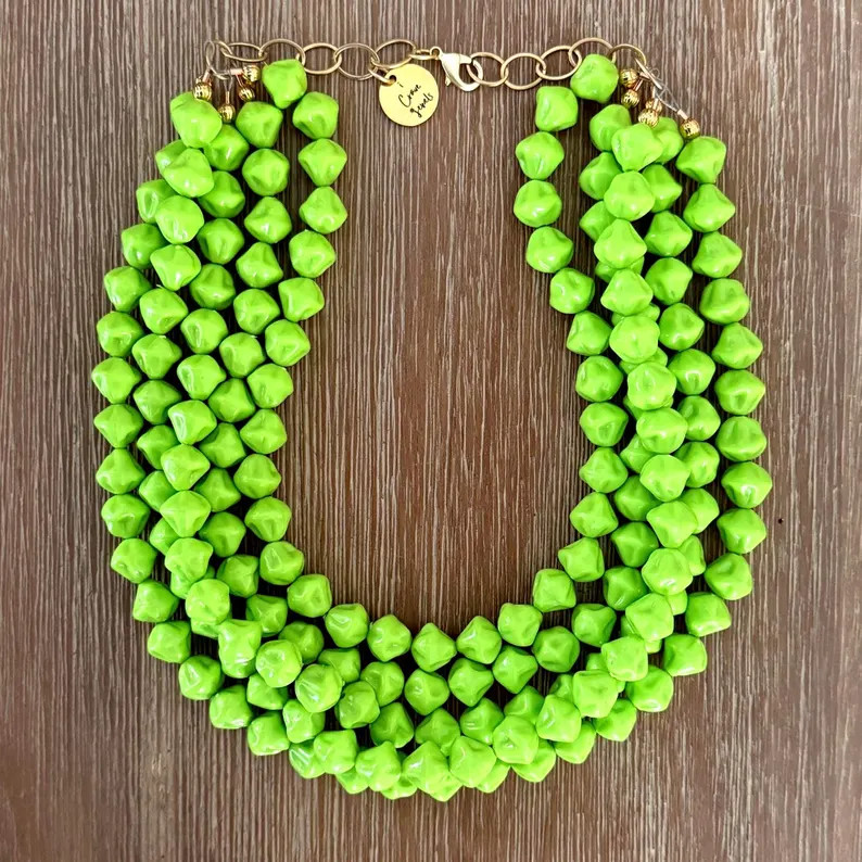 LAST ONE! Banana Pepper Necklace Statement Necklace \u2013 Chunky Beaded Necklace Handmade in Gre... | Etsy (Global)