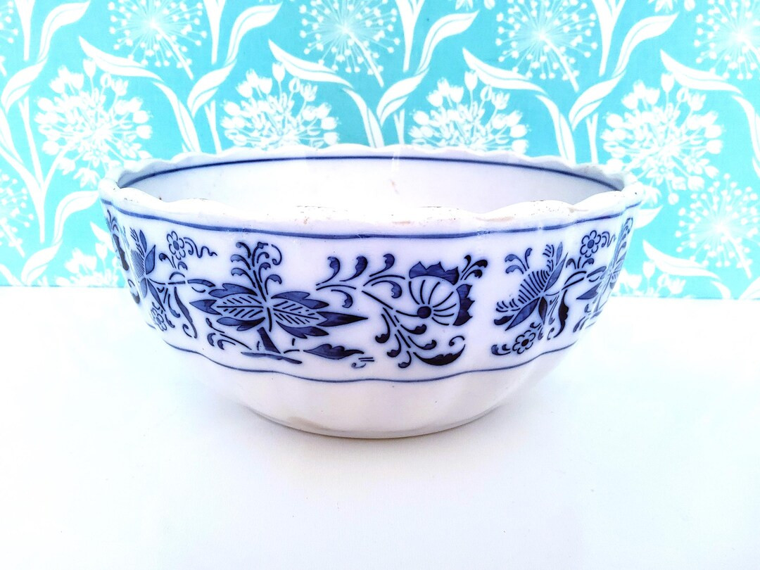 Antique German Blue Onion Serving Bowl, Prussia, B & G, Blue and White Bowl, 9 Inches, Large Bowl... | Etsy (US)