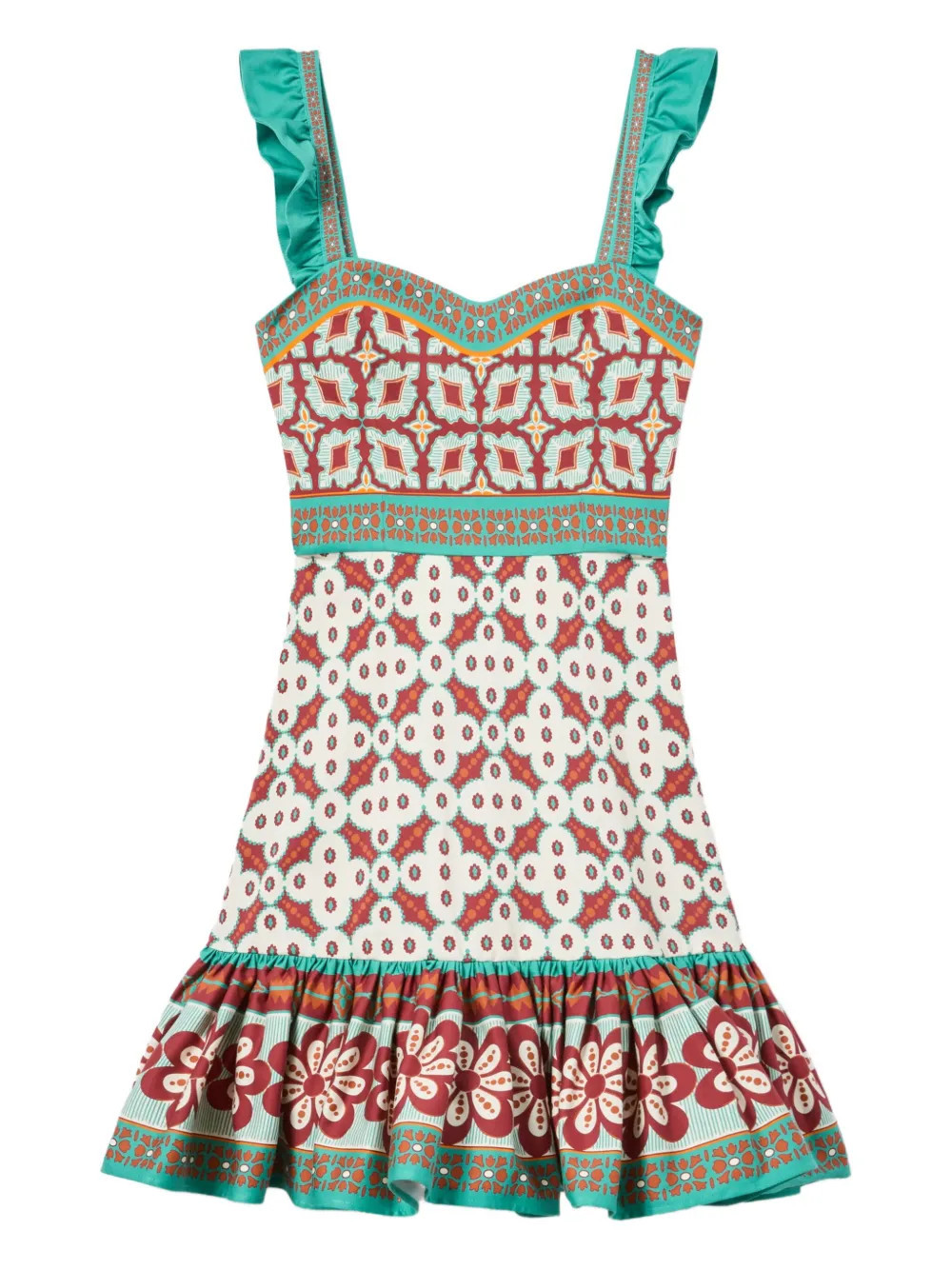 La DoubleJ Gingerbread ruffled printed mini dress - Neutrals | Farfetch Global