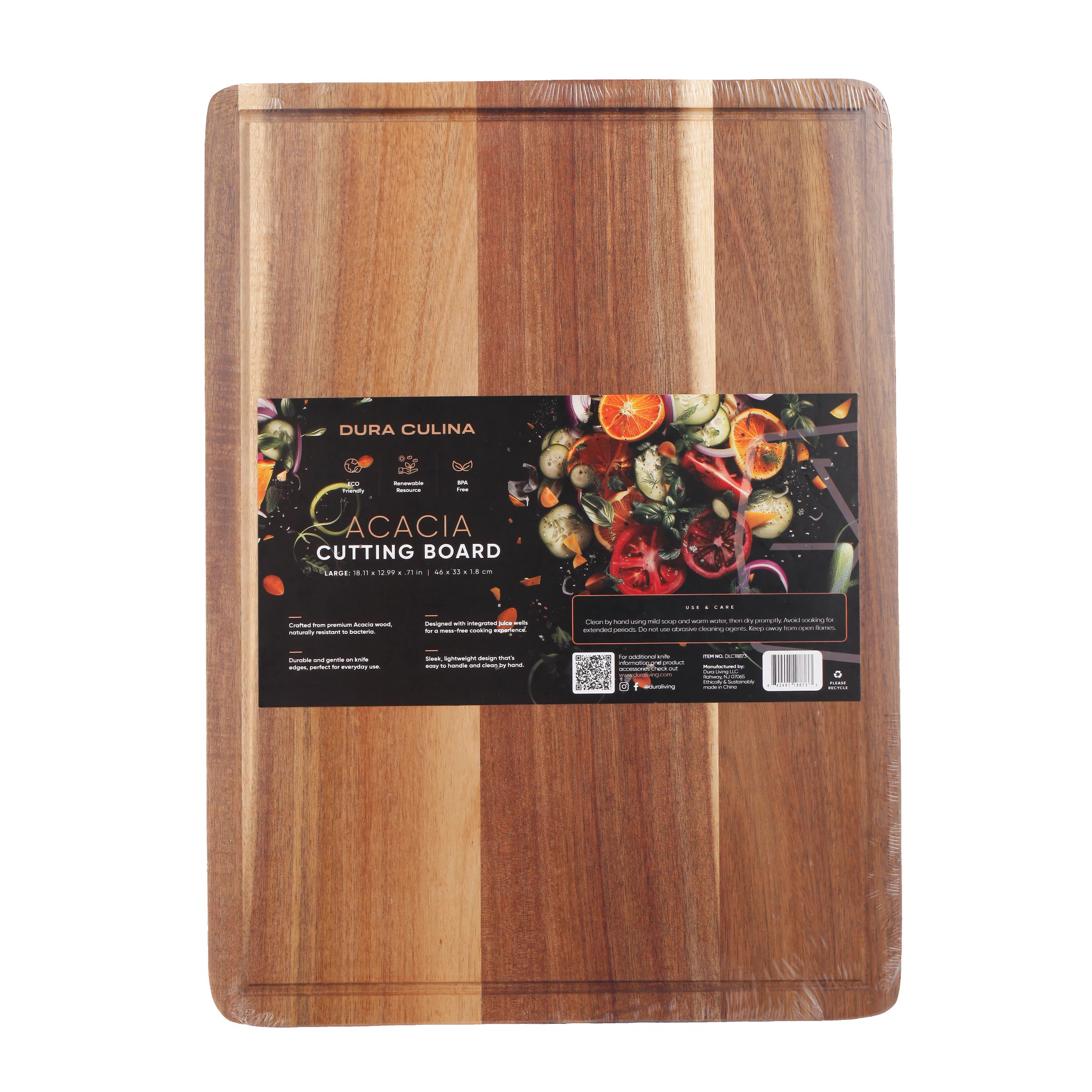 Dura Living Acacia Cutting Boards Natural Acacia Kitchen Chopping Board for Food Prep Chopping and Carving Meat Fruits and Vegetables - Large in Black | Lowe's