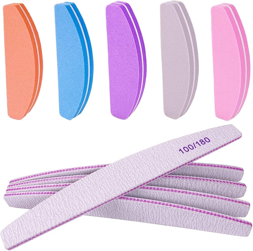 Nail File and Buffer (10 Pcs), Buffer Block Nail Files Double Sided 100/180 Grit for Acrylic and ... | Amazon (US)