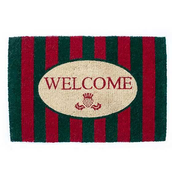 Awning Stripe Welcome Mat - Red & Green | MacKenzie-Childs