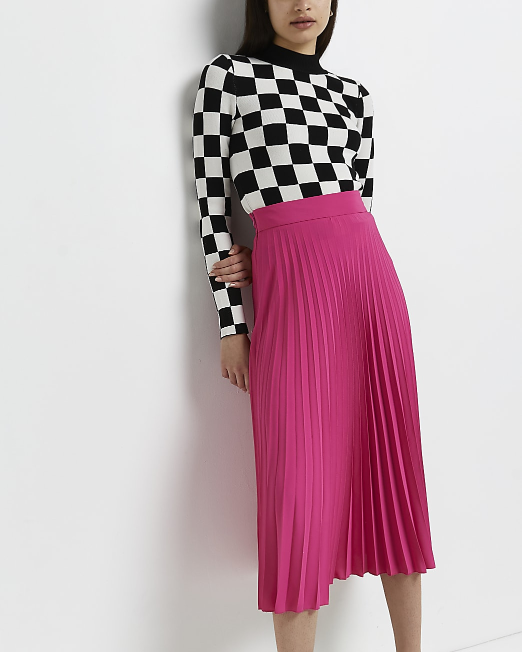River Island Womens Pink pleated midi skirt | River Island (US)