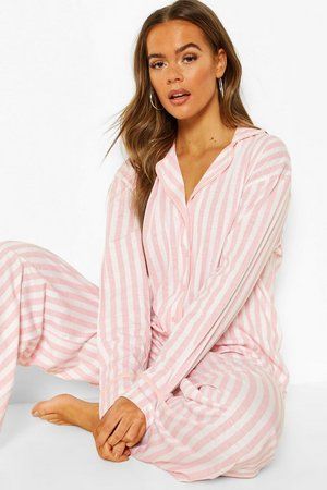 Candy Stripe Jersey PJ Set | Boohoo.com (US & CA)