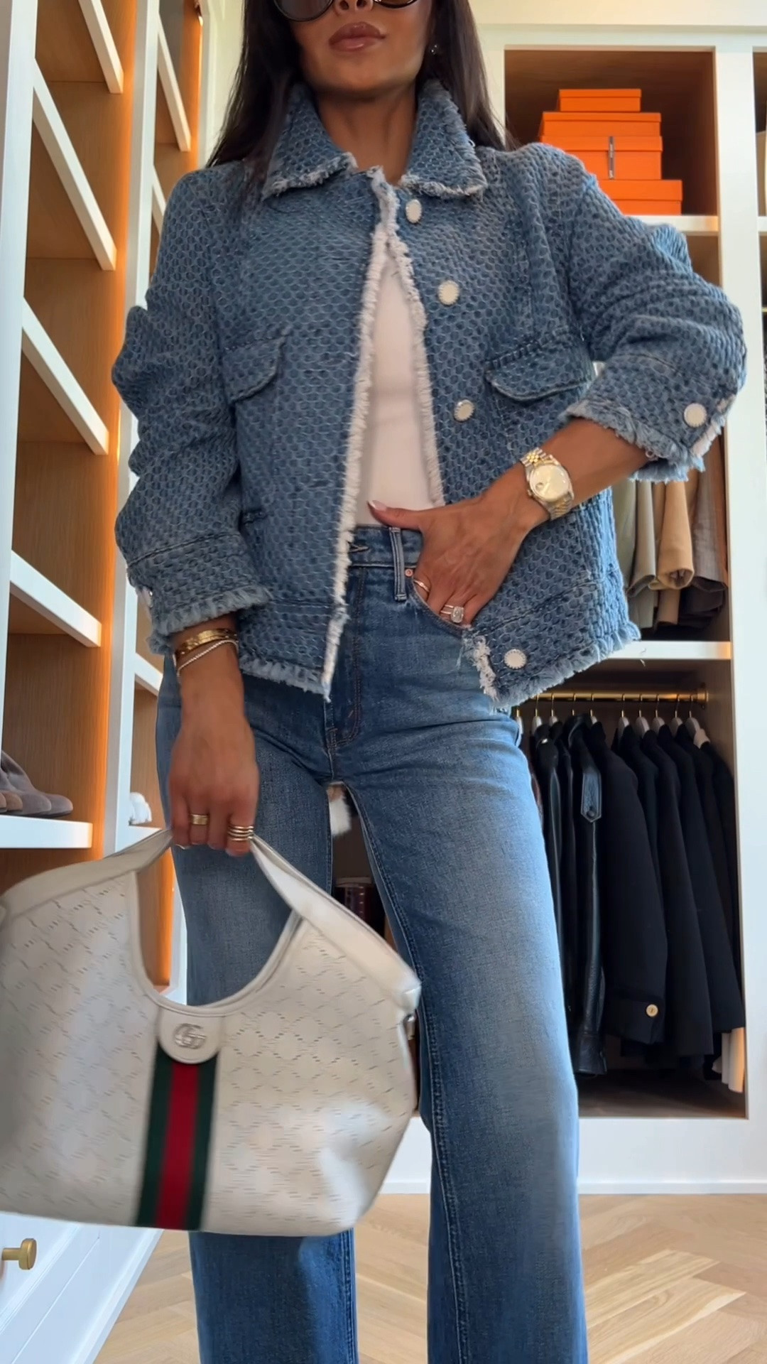 Summer workwear 
Zara denim jacket almost sold out 
Mother doozy flared jeans

#LTKOver40 #LTKSaleAlert #LTKWorkwear