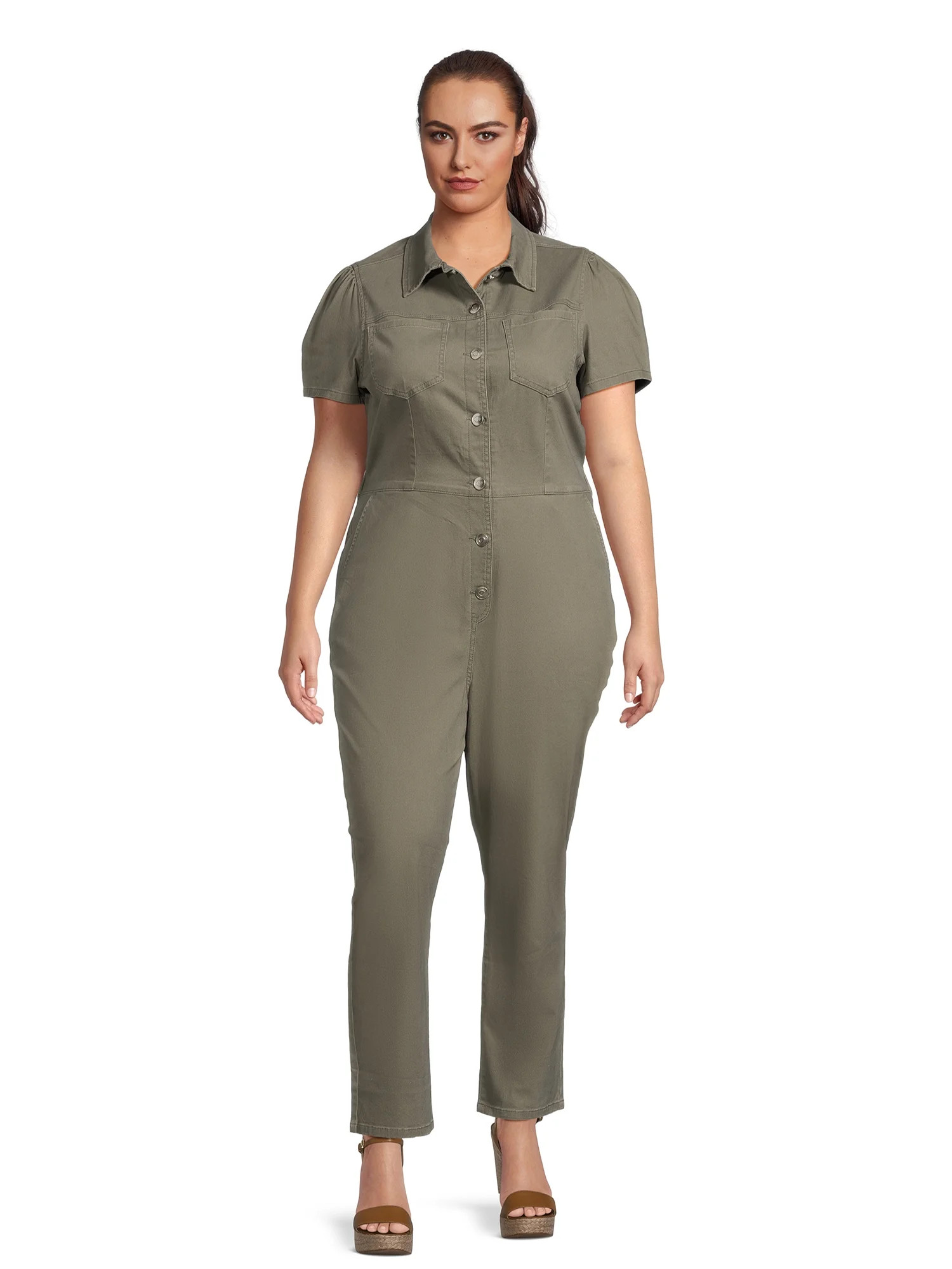 Celebrity Pink Juniors Boilersuit with Puff Sleeves, Sizes XS-XXXL | Walmart (US)