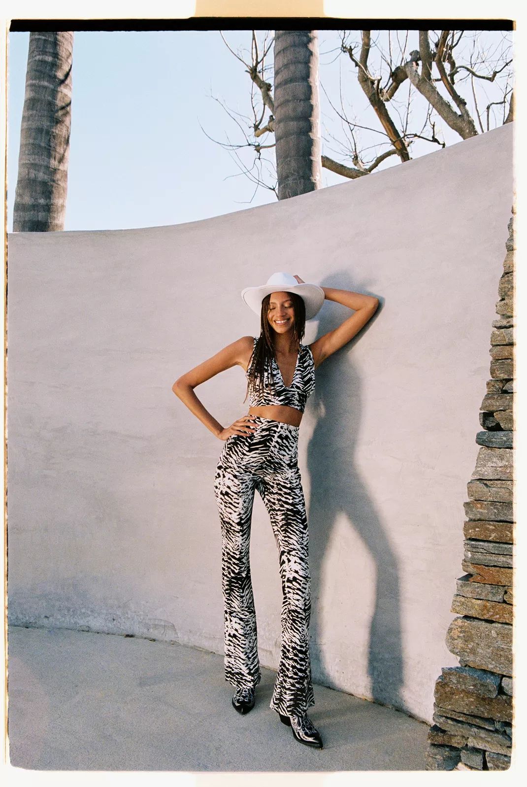 Zebra Print Flared Pants With Side Splits | Nasty Gal (US)