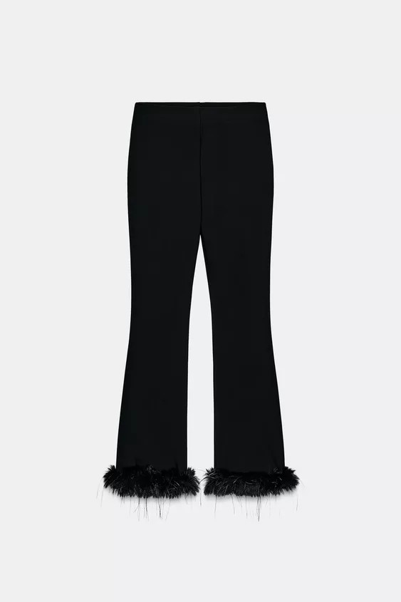 FLARE TROUSERS WITH FAUX FUR HEM | Zara UK