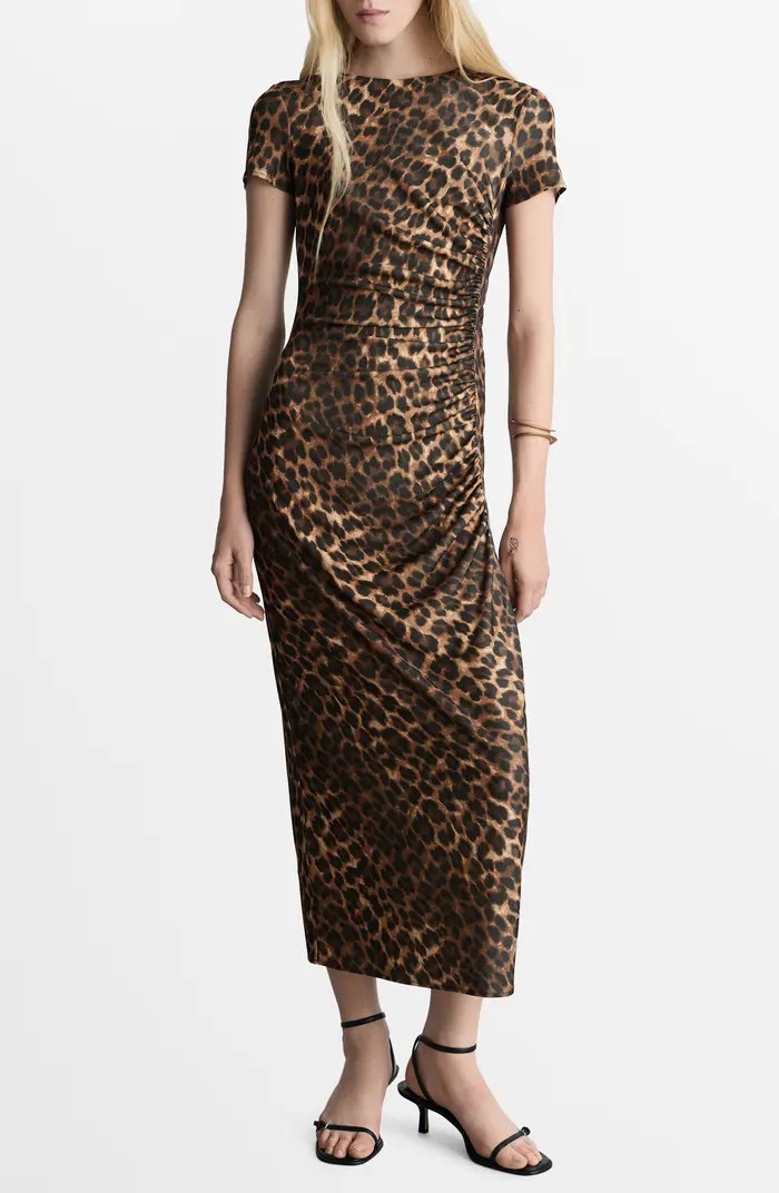 Leopard Print Side Ruched Dress | Nordstrom