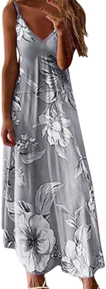 Dresses for Women Casual, Women's Gradient V Neck Long Maxi Dress Sleeveless Plus Size Summer Par... | Amazon (US)