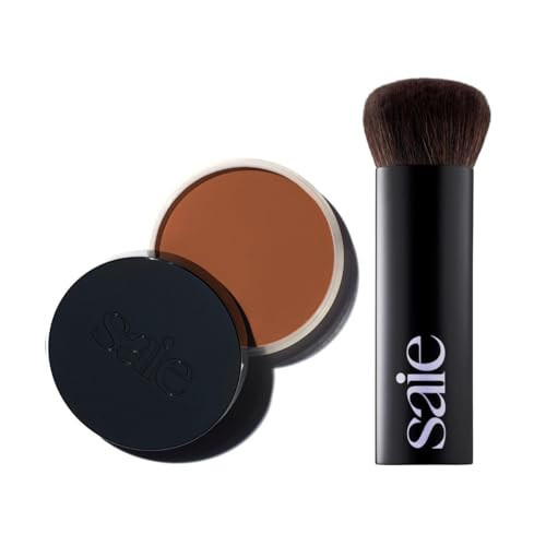 Saie Sun Melt Duo - The Big Brush - Soft, Multi-Use Liquid + Cream Makeup Brush With Synthetic Bristles Bundled With Sun Melt Bronzer in Tan Bronze - Buildable Cream Contour with Velvet Finish (1 oz) | Amazon (US)