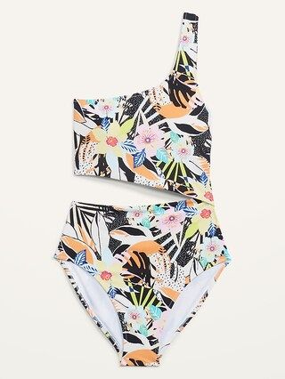 One-Shoulder Side-Cutout One-Piece Swimsuit for Women | Old Navy (US)