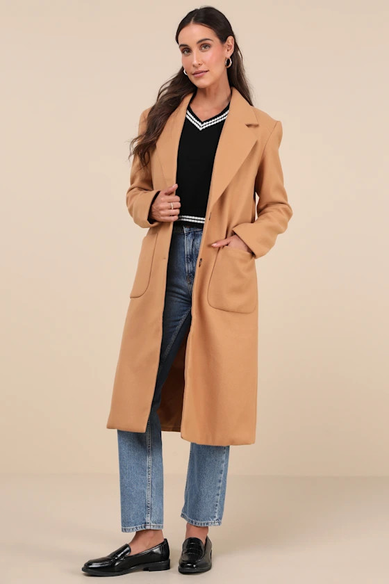 Style Squad Tan Long Coat | Lulus