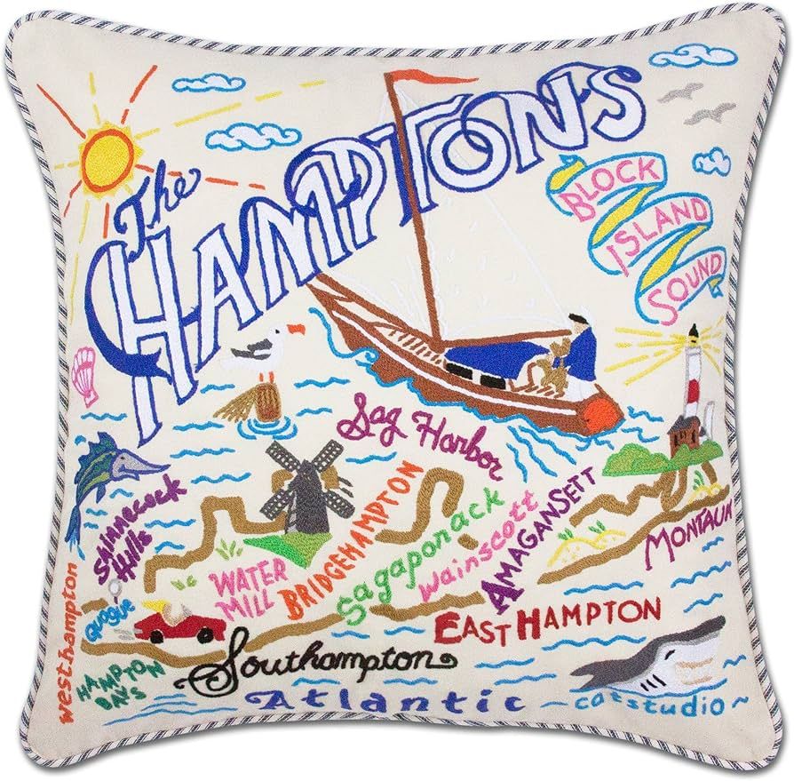 Catstudio Hamptons Embroidered Decorative Throw Pillow | Amazon (US)
