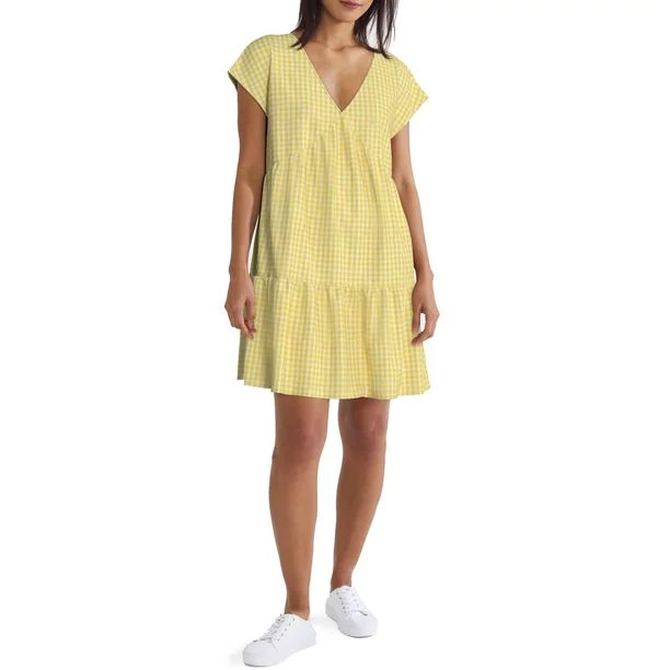 Time and Tru Women's V-Neck Tiered Dress | Walmart (US)