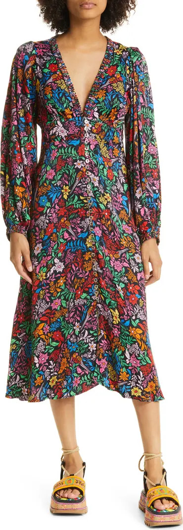 FARM Rio Tropical Garden Long Sleeve Midi Dress | Nordstrom | Nordstrom