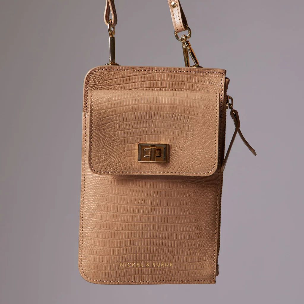 Fia Phone Crossbody in Iced Latte | Nickel and Suede