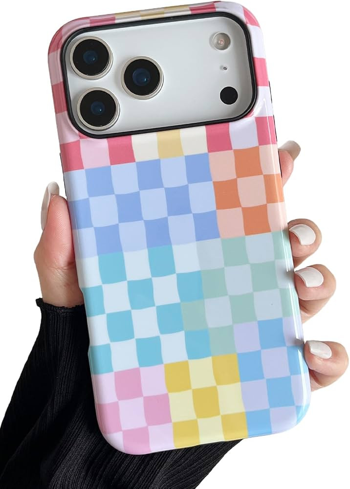 Compatible with iPhone 17 Pro Max Case（6.9"） with Cute Colorful Checkered Pattern, Shockproof... | Amazon (US)