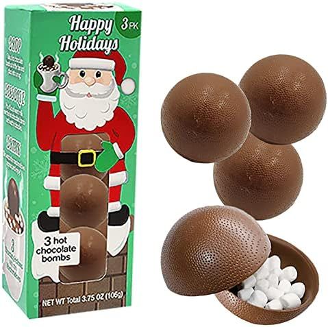 Christmas Hot Chocolate Bombs, Drop, Dissolve, Drink Chocolaty Hallow Filled with Mini Marshmallows  | Amazon (US)