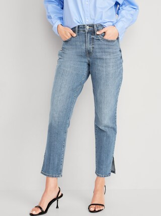 Curvy High-Waisted O.G. Straight Side-Split Jeans for Women | Old Navy (US)