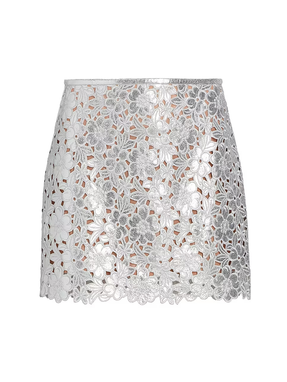 Floral Cut-Out Metallic Leather Miniskirt | Saks Fifth Avenue