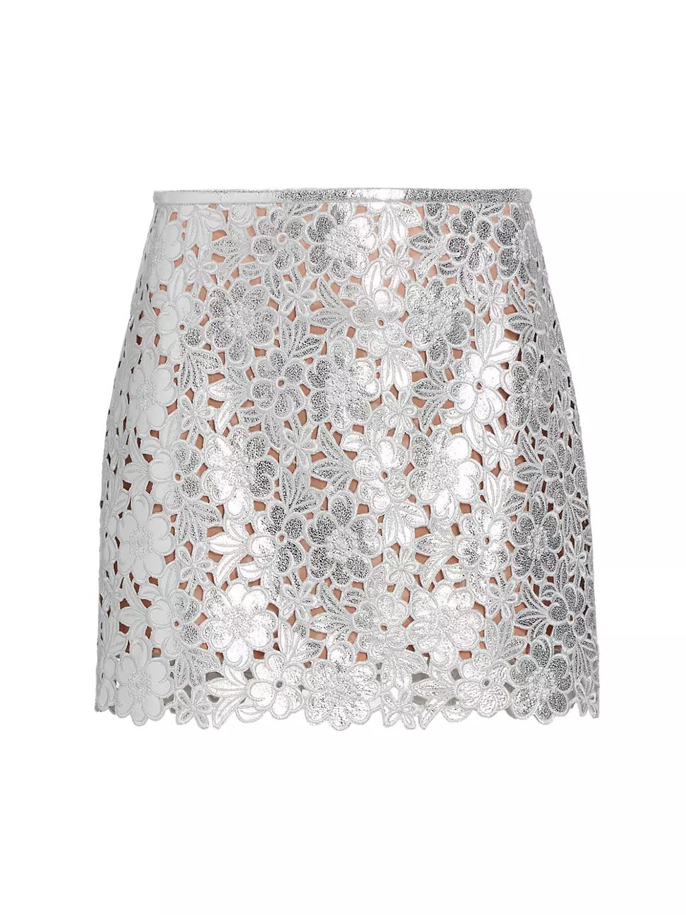 Floral Cut-Out Metallic Leather Miniskirt | Saks Fifth Avenue