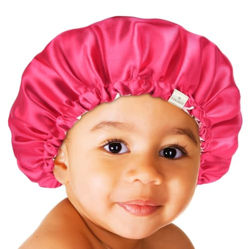 YANIBEST Baby Satin Bonnet Sleep Cap - Double Layer Reversible Adjustable Silky Satin Cap for Infant Toddler(6-36 Months,Hot Pink) | Amazon (US)