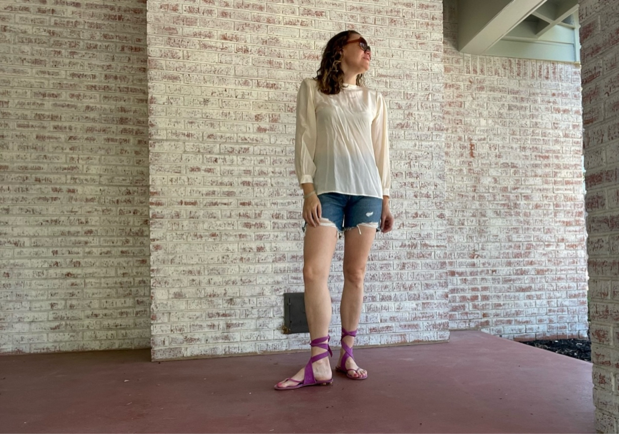 Simple and chic and perfect for summer- easy silks and cut offs and lace up sandals #investmentpiece 

#LTKOver40 #LTKSeasonal #LTKStyleTip