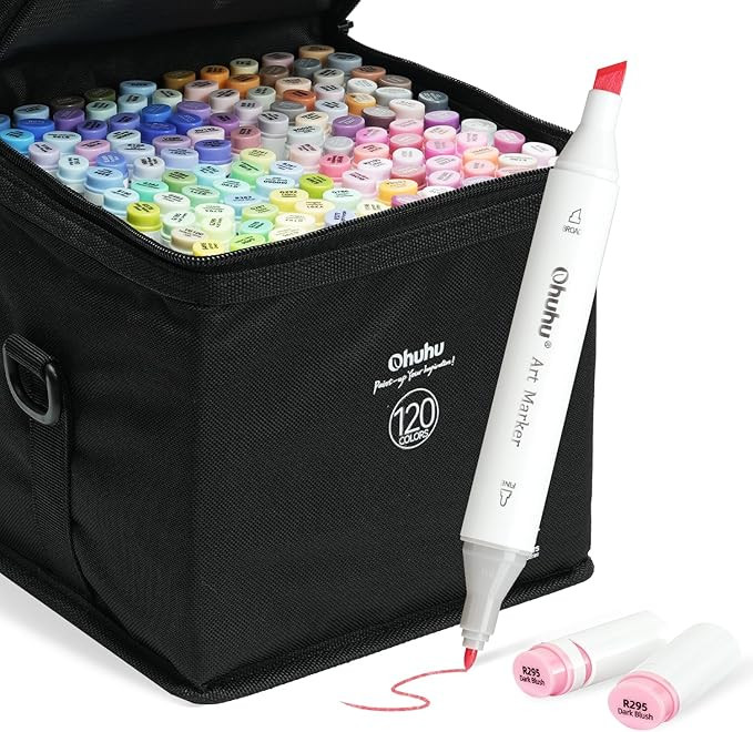 Ohuhu Alcohol Markers, 120-color Marker Set for Artists, Oahu Series, Double Tipped Alcohol Based... | Amazon (US)