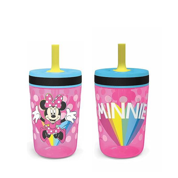 Zak Designs Disney Kelso Tumbler 15 oz Set (Minnie Mouse) Leak-Proof Screw-On Lid with Straw, Mad... | Amazon (US)