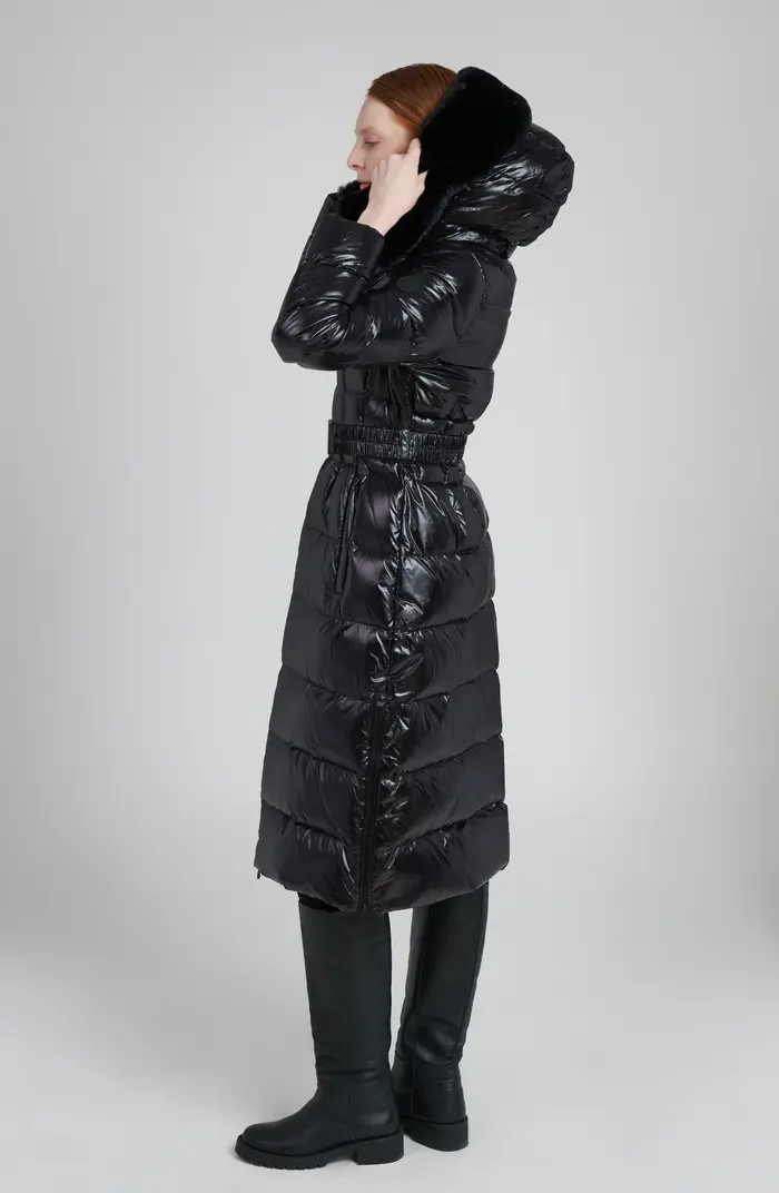 Lexi Water Resistant Hooded Nylon Down Puffer Coat with Faux Fur Trim | Nordstrom