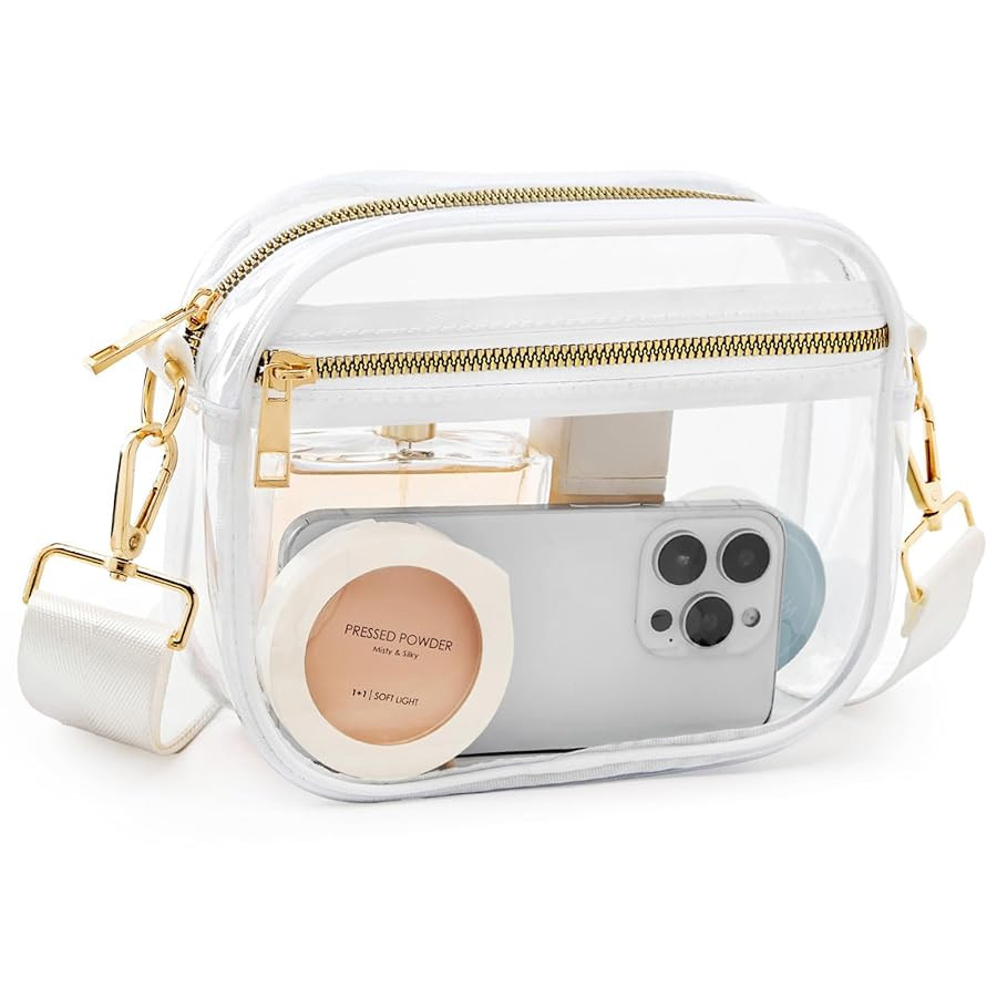 Fibrdoo Clear Bag Stadium Approved, Leather Clear Crossbody Purse Bag for Concerts Sports Events ... | Amazon (US)
